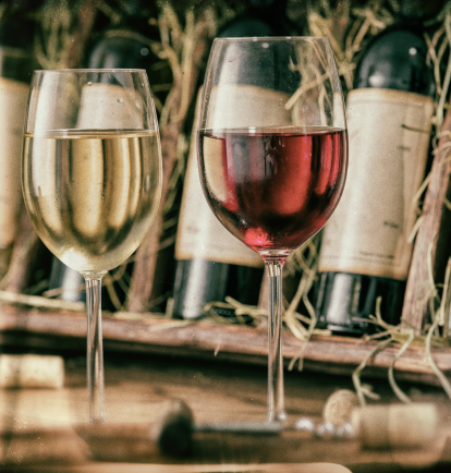 wine glasses happy hour